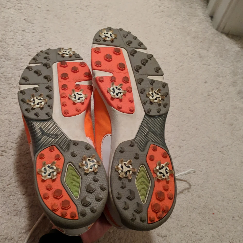 Puma Ignite Drive White Vibrant Orange Drizzle Golf Shoes - 12